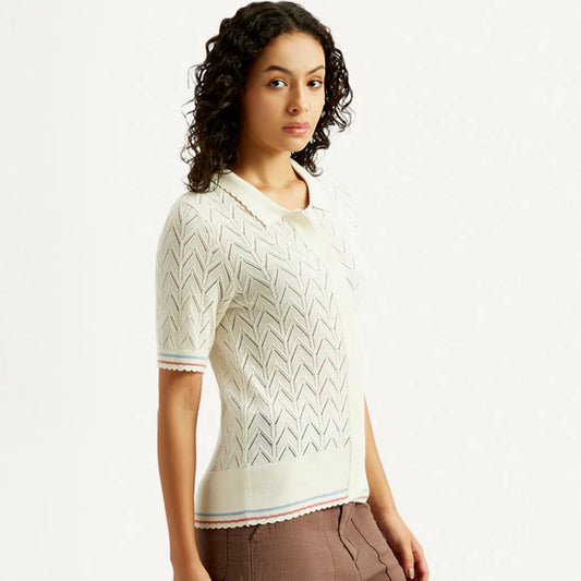 LEVI'S® WOMEN'S TEXTURED SLIM FIT POLO T-SHIRT - NEUTRAL