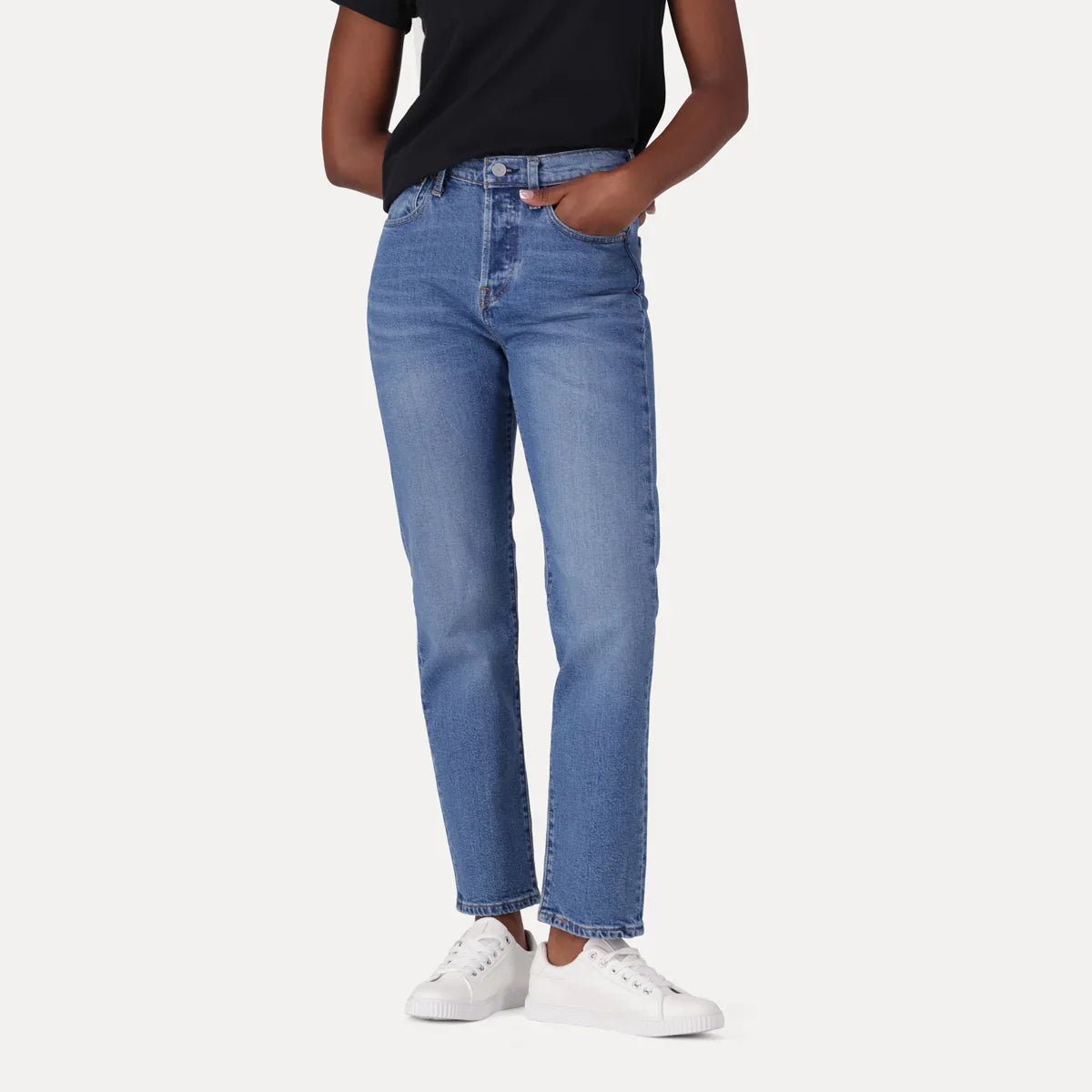 LEVI'S® WOMEN'S 501® ORIGINAL CROPPED JEANS - LIGHT INDIGO - WORN IN