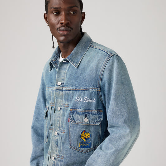 LEVI'S® FRANCE FOOTBALL TYPE II TRUCKER JACKET - DARK INDIGO WORN IN