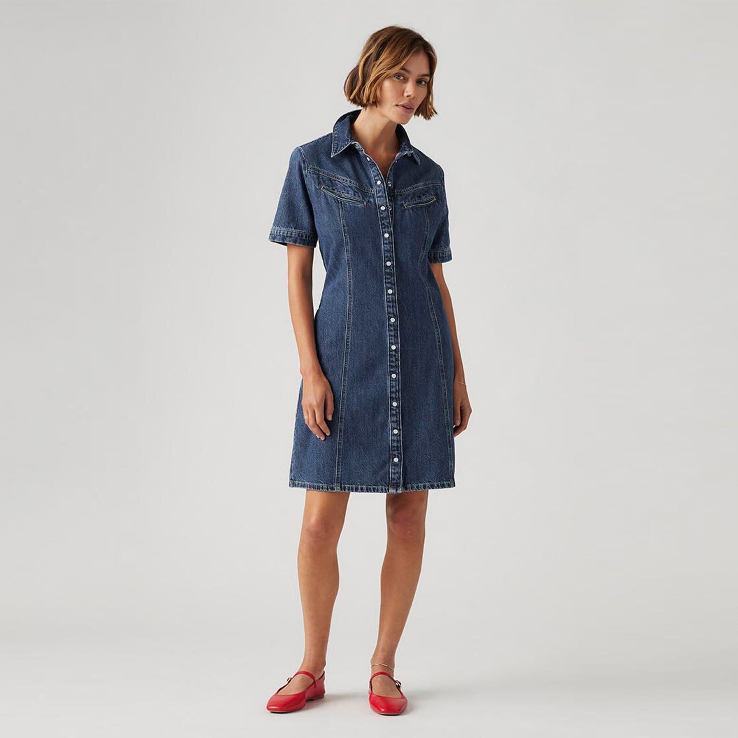 LEVI'S® WOMEN'S RINOA DENIM DRESS - MED INDIGO - FLAT FINISH