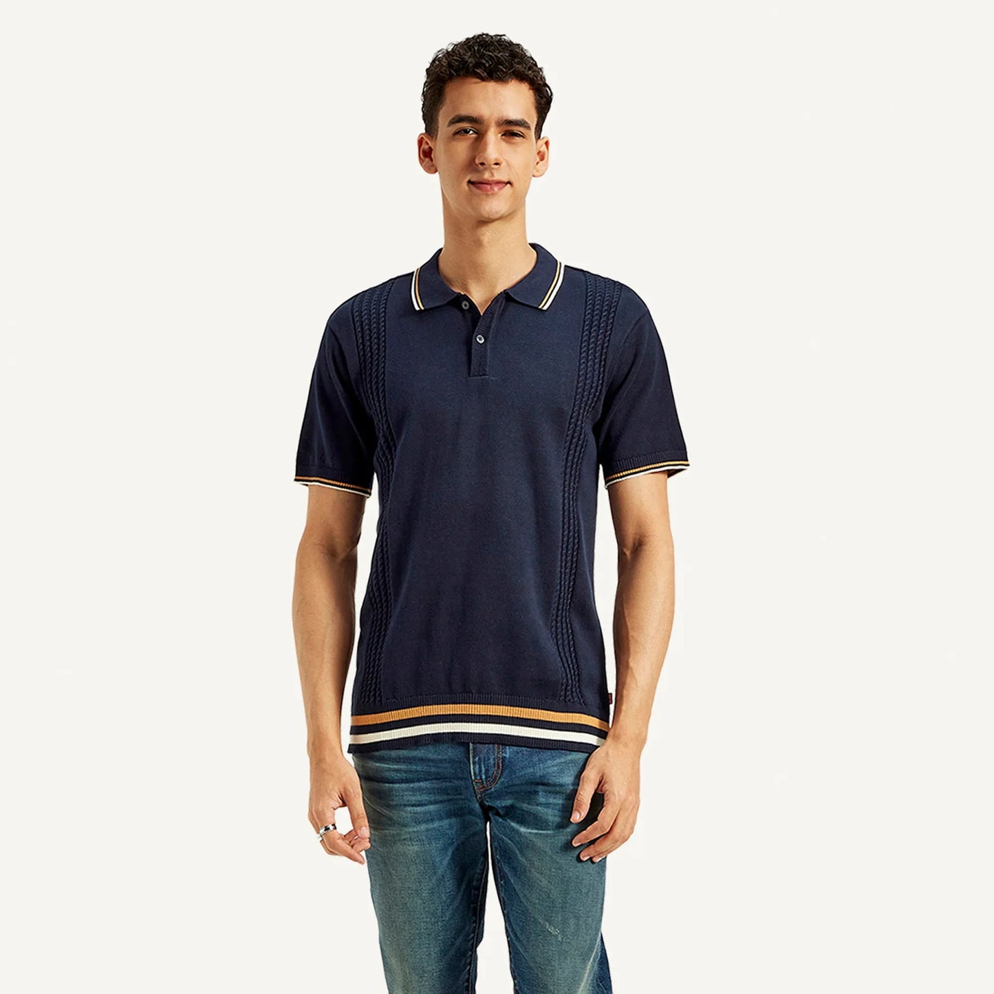 LEVI’S® MEN'S NAUTICAL TIPPING LAT KNIT POLO - BLUE
