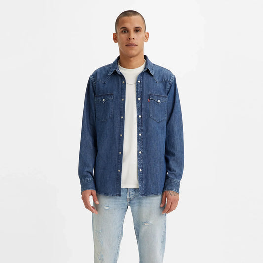 LEVI'S® MEN'S CLASSIC STANDARD FIT WESTERN SHIRT - DARK INDIGO - FLAT FINISH