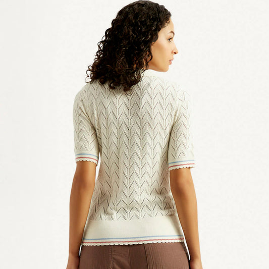 LEVI'S® WOMEN'S TEXTURED SLIM FIT POLO T-SHIRT - NEUTRAL