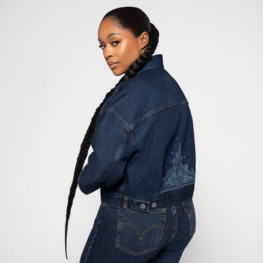LEVI'S® WOMEN'S LIMITED EDITION LOOSE CROP TRUCKER JACKET - DARK INDIGO - FLAT FINISH