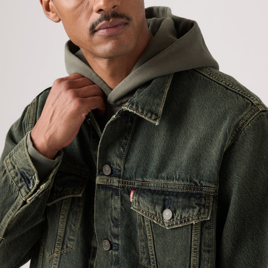 LEVI'S® MEN'S RELAXED TYPE 3 TRUCKER JACKET - MED INDIGO - WORN IN