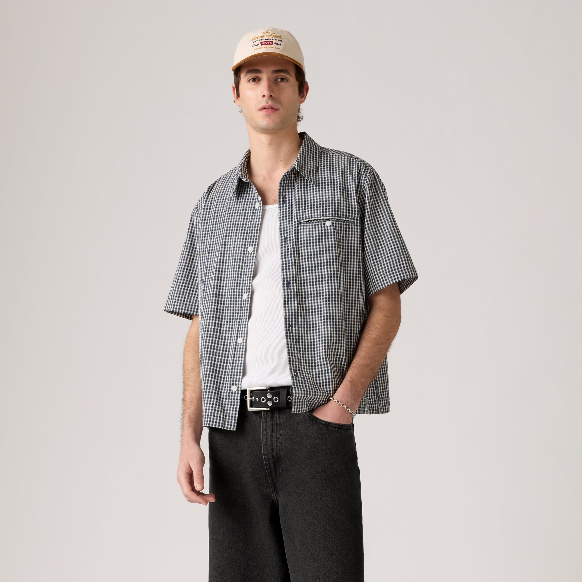 LEVI'S® MEN'S SHORT-SLEEVE ZANDT CROPPED SHIRT - MULTI COLOUR