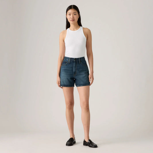LEVI'S® WOMEN'S CINCH MID-THIGH SHORTS - DARK INDIGO WORN IN