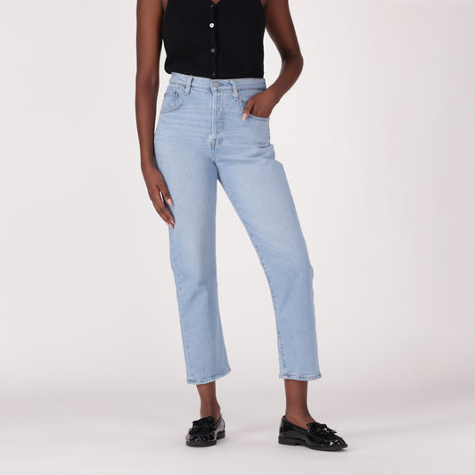 LEVI'S® WOMEN'S 501® ORIGINAL CROPPED JEANS - MED INDIGO - WORN IN
