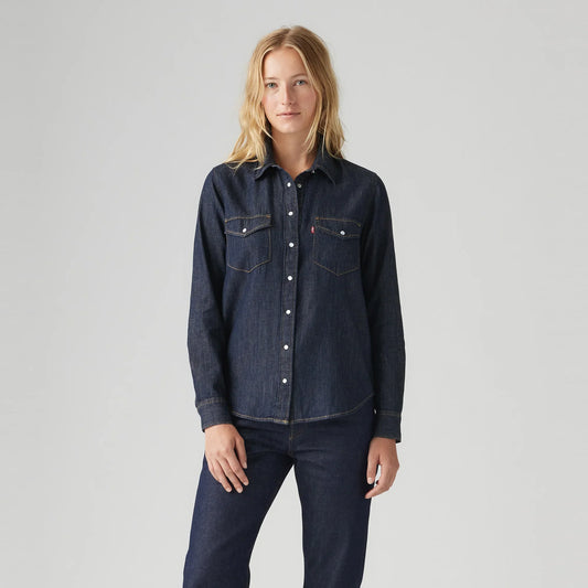 LEVI'Sยฎ WOMEN'S ICONIC WESTERN SHIRT - DARK INDIGO - FLAT FINISH