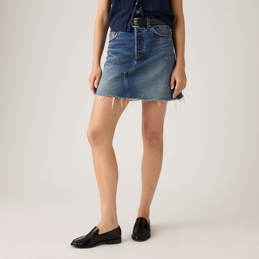 LEVI'S® WOMEN'S DECONSTRUCTED SKIRT - DARK INDIGO WORN IN
