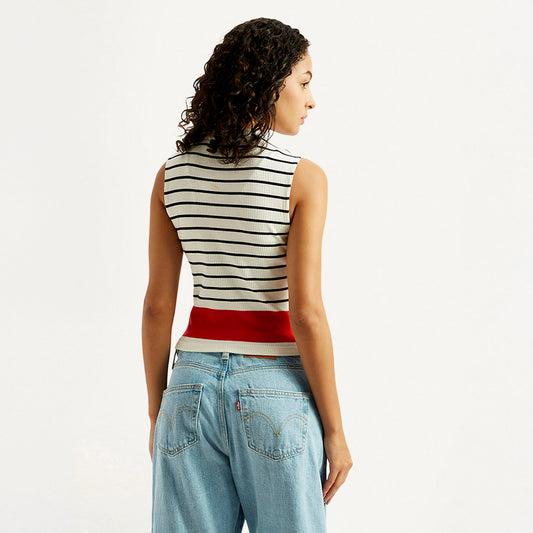 Levi's® Women's Striped Off White Collar Neck Top