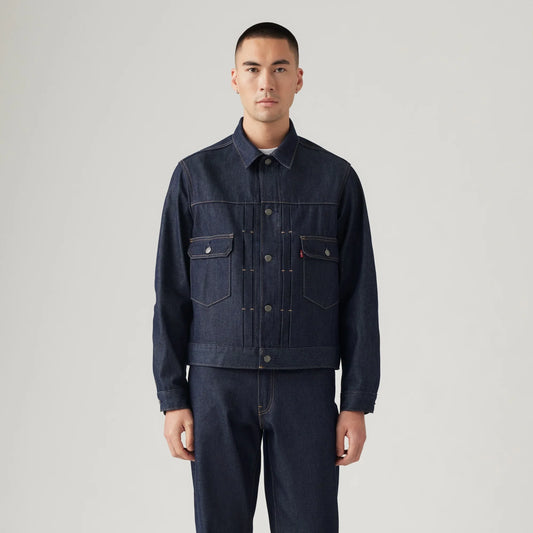 LEVI'S® WELLTHREAD® MEN'S TYPE II TRUCKER JACKET - DARK INDIGO - FLAT FINISH