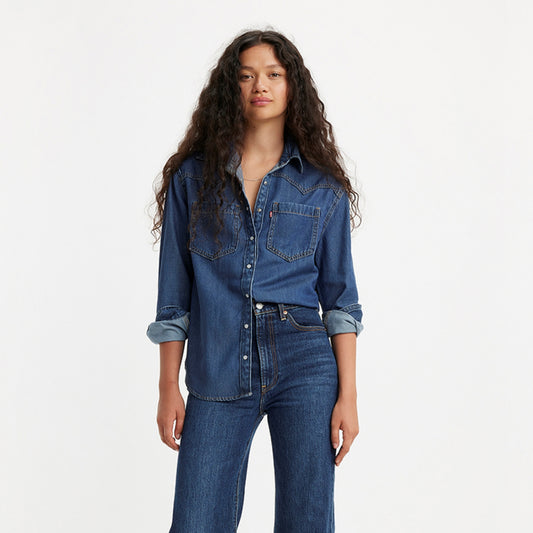 LEVI'S® WOMEN'S TEODORA WESTERN SHIRT - DARK INDIGO WORN IN