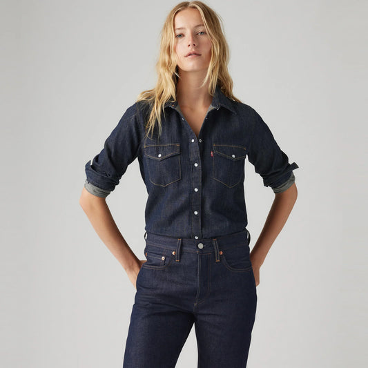 LEVI'Sยฎ WOMEN'S ICONIC WESTERN SHIRT - DARK INDIGO - FLAT FINISH
