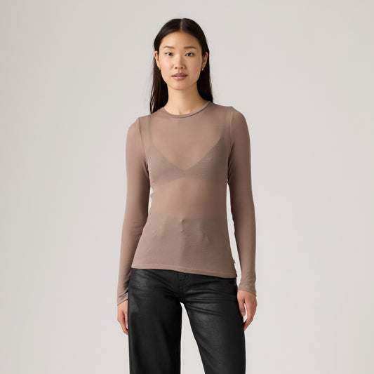 LEVI'S® WOMEN'S SHEER LONG-SLEEVE LAYERING TOP - NEUTRAL