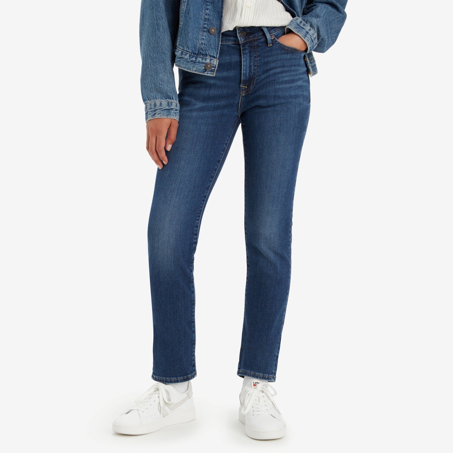 LEVI'S® WOMEN'S 712 MID-RISE SLIM JEANS - DARK INDIGO WORN IN