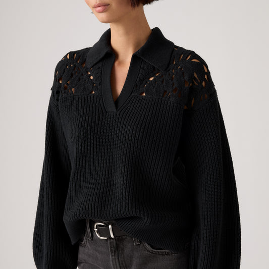 LEVI'S® WOMEN'S BIANCA CROCHET POLO SWEATER - MULTI COLOUR