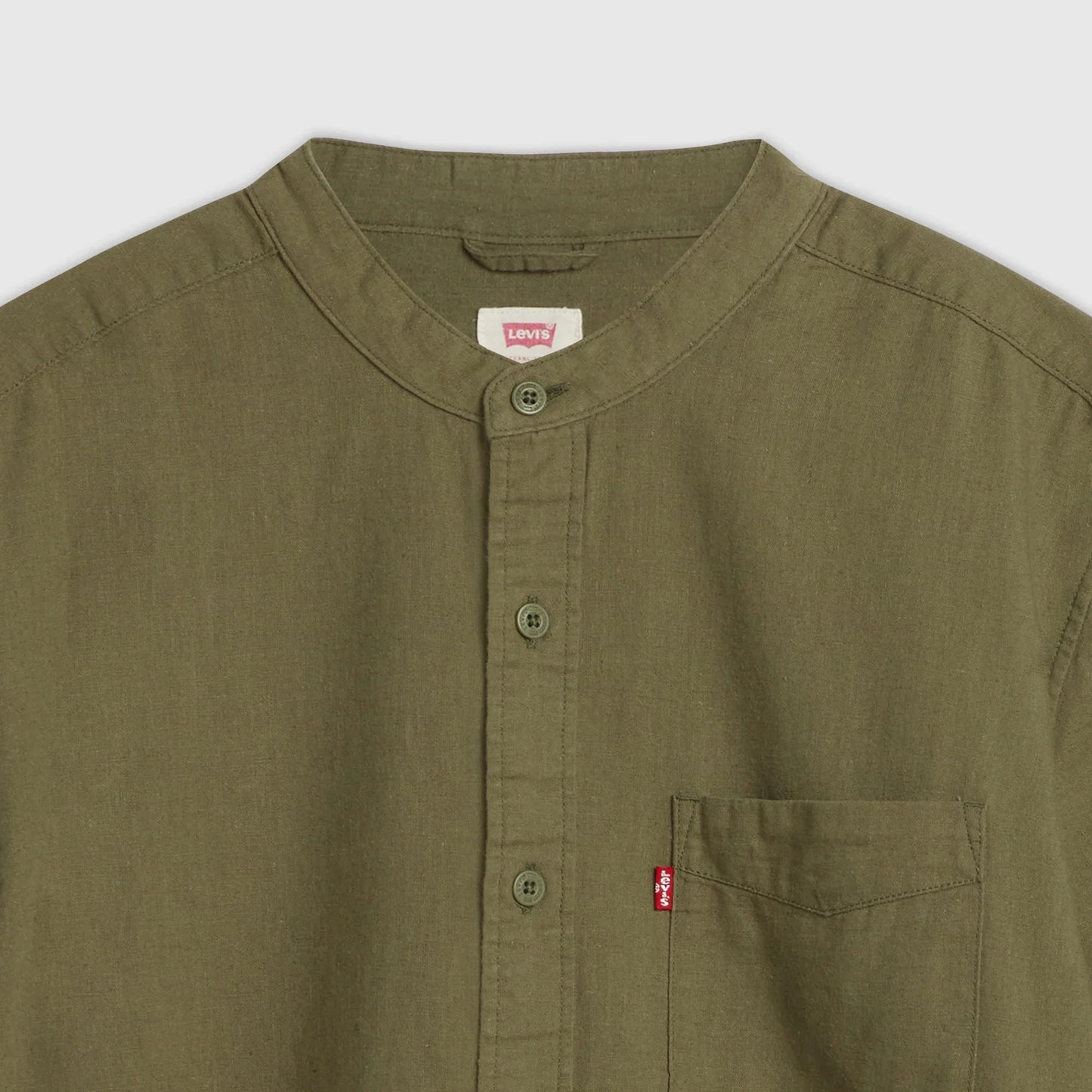 LEVI'S® MEN'S BANDED COLLAR 1 POCKET SHIRT - GREEN