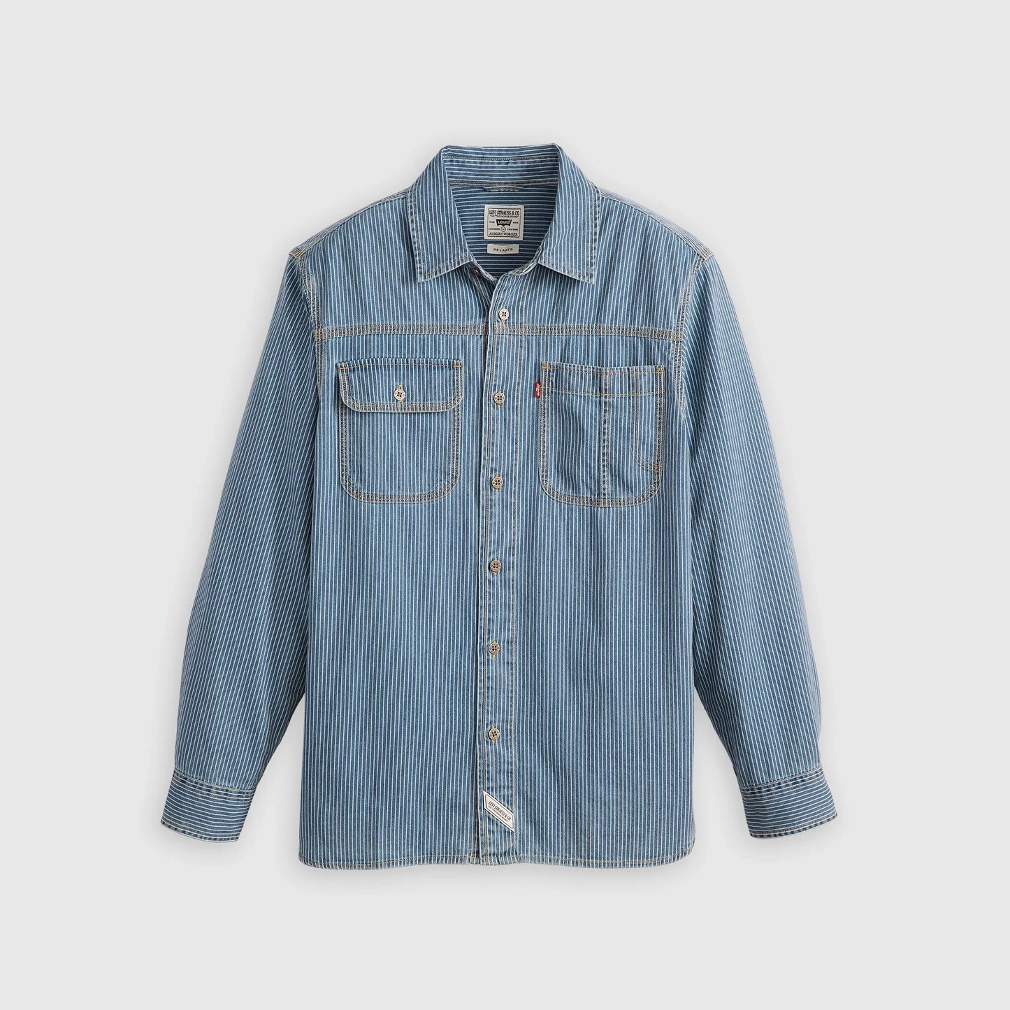 LEVI’S® MEN’S LONG-SLEEVE AUBURN WORKER SHIRT - MED INDIGO - FLAT FINISH