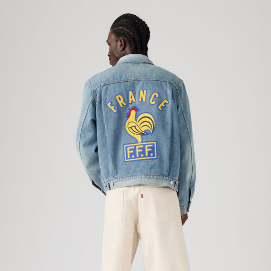 LEVI'S® FRANCE FOOTBALL TYPE II TRUCKER JACKET - DARK INDIGO WORN IN