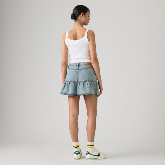 LEVI'S® WOMEN'S FLOUNCE MINI SKIRT - MED INDIGO - WORN IN