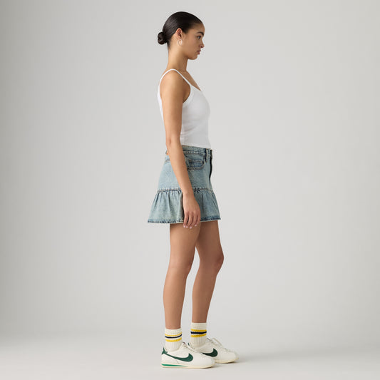 LEVI'S® WOMEN'S FLOUNCE MINI SKIRT - MED INDIGO - WORN IN