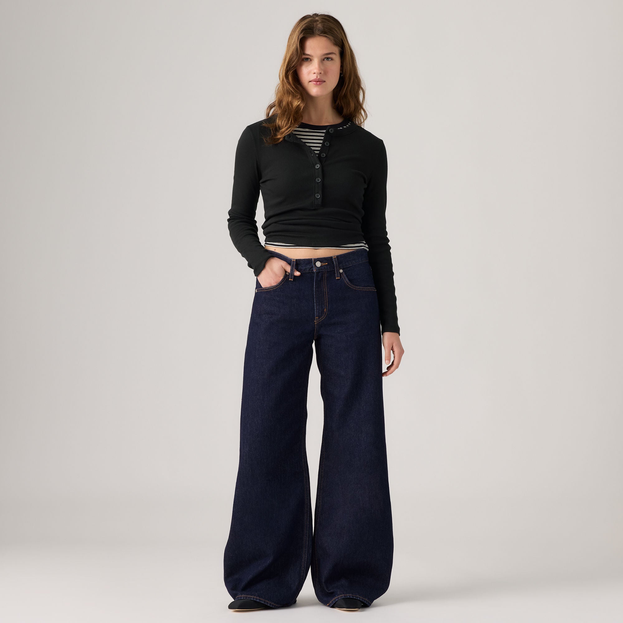 LEVI'S® WOMEN'S TEARDROP WIDE-LEG JEANS - DARK INDIGO - FLAT FINISH