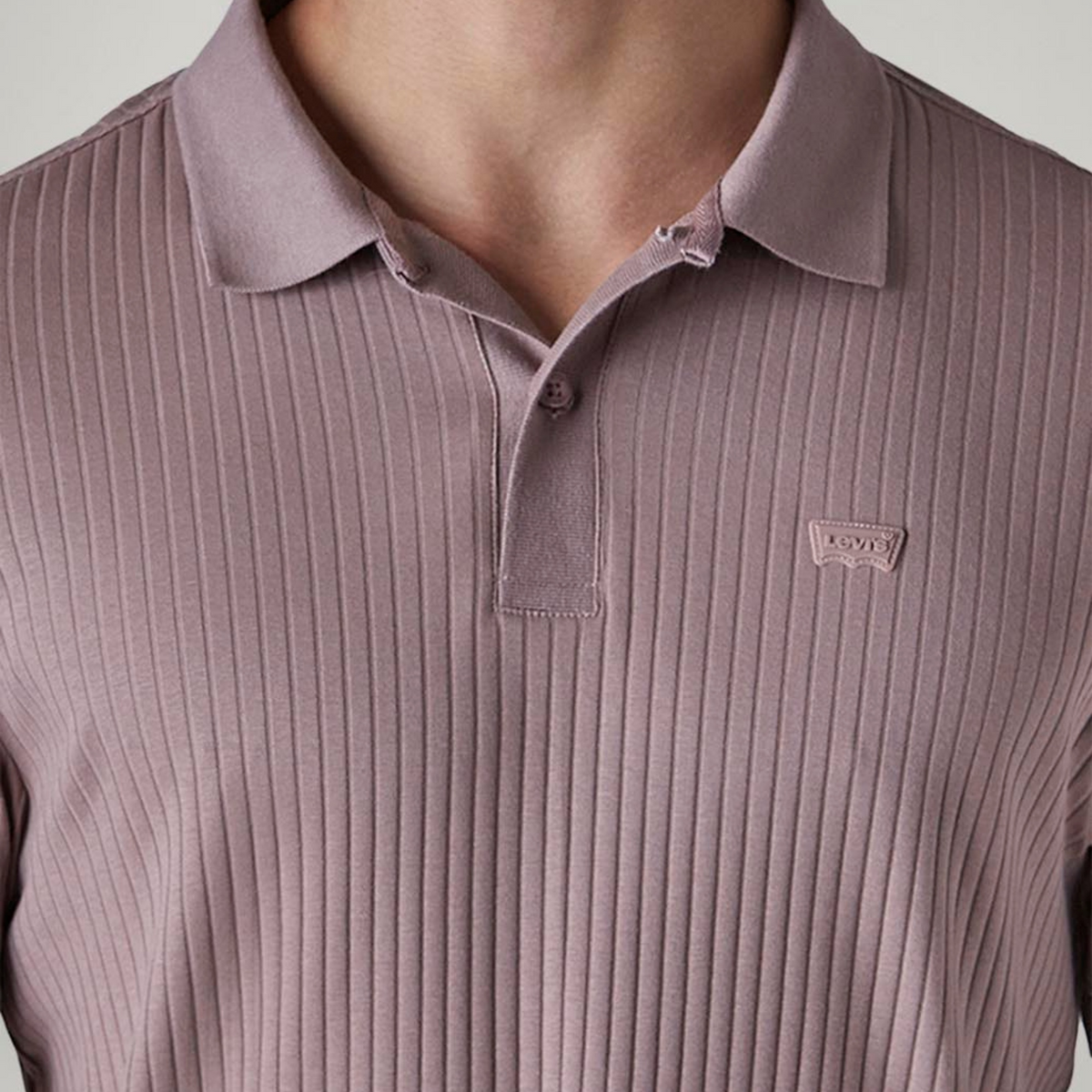 LEVI'S® MEN'S TEXTURED MAUVE RIBBED POLO T-SHIRT - PURPLE