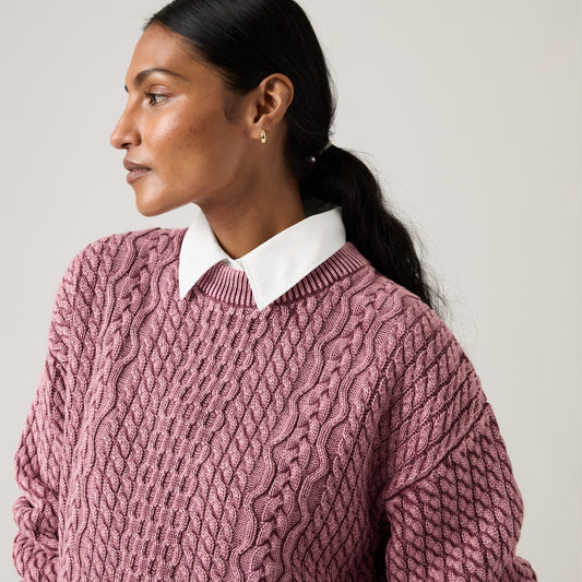 LEVI'S® WOMEN'S LEILAH CABLE CREWNECK SWEATER - MULTI COLOUR