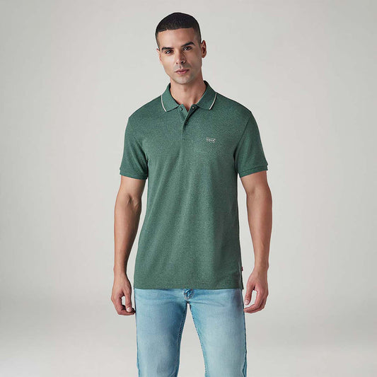 LEVI'S® MEN'S SOLID GREEN PIQUE POLO T-SHIRT - GREEN