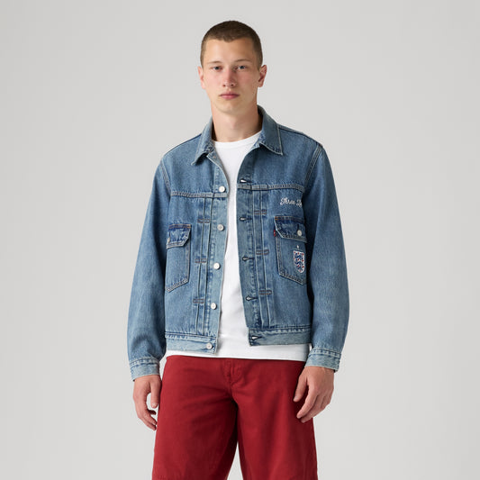 LEVI'S® ENGLAND FOOTBALL TYPE II TRUCKER JACKET - DARK INDIGO WORN IN