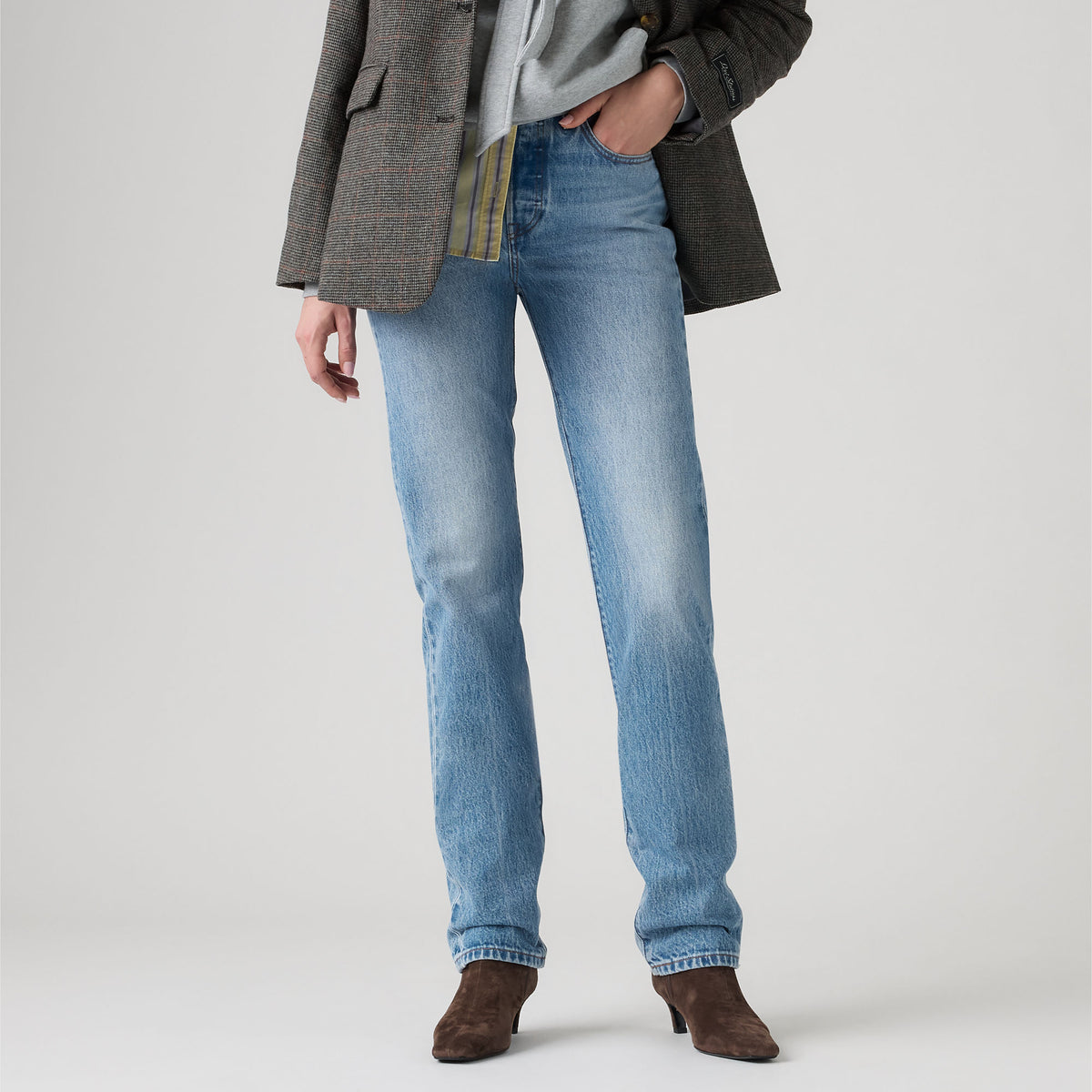 LEVI'S® WOMEN'S 501® ORIGINAL JEANS - MED INDIGO - WORN IN