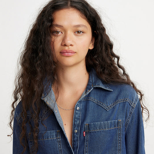 LEVI'S® WOMEN'S TEODORA WESTERN SHIRT - DARK INDIGO WORN IN
