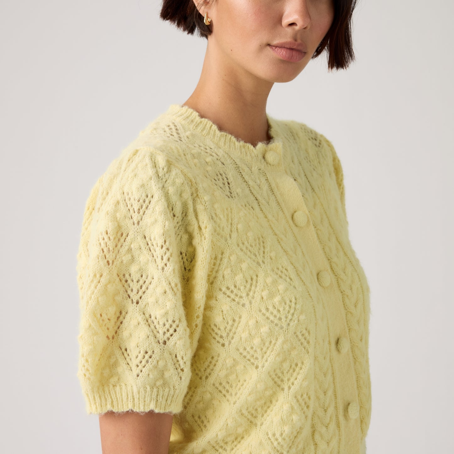 LEVI'S® WOMEN'S PAULINE POINTELLE SHORT-SLEEVE CARDIGAN - YELLOW