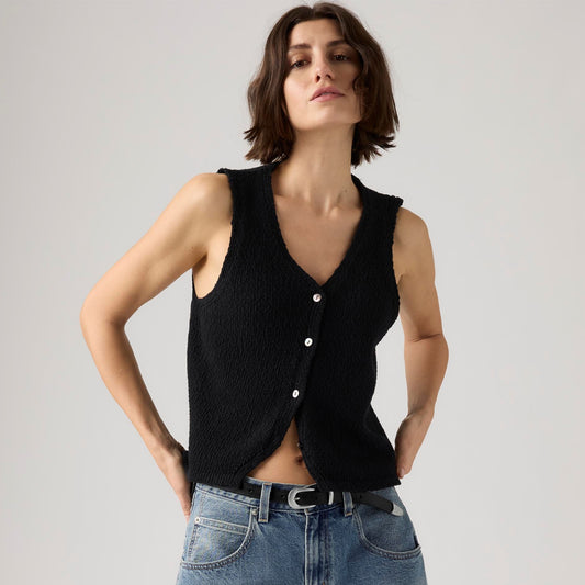 LEVI'S® WOMEN'S HELEN MINI BOUCLE VEST - BLACK