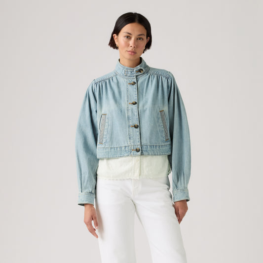 LEVI'S® WOMEN'S PARKER PRETTY SHORT COAT - MED INDIGO - WORN IN