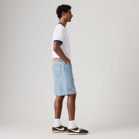 LEVI'S® U.S. SOCCER 478 BAGGY SHORTS - LIGHT INDIGO - WORN IN