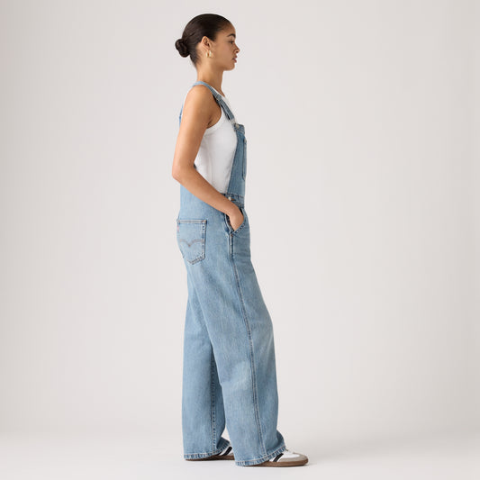 LEVI'S® WOMEN'S BAGGY OVERALLS - MED INDIGO - WORN IN