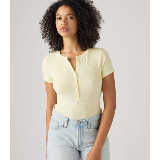 LEVI'S® WOMEN'S DRY GOODS POINTELLE SHORT-SLEEVE HENLEY - YELLOW