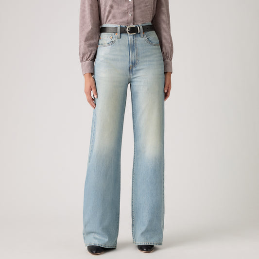 LEVI'S® WOMEN'S RIBCAGE WIDE-LEG JEANS - MED INDIGO - WORN IN