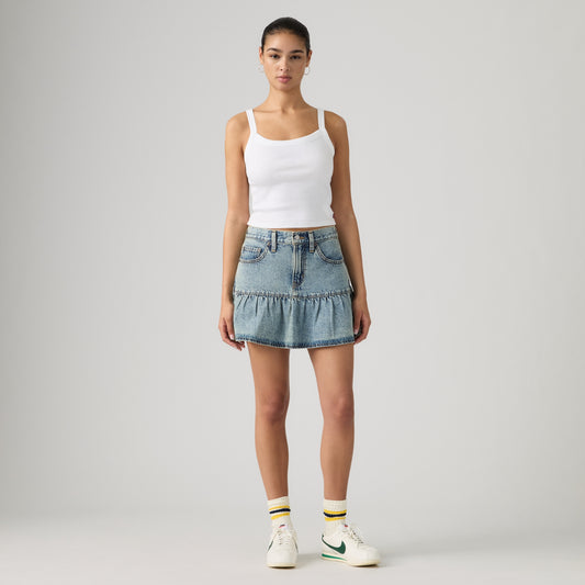 LEVI'S® WOMEN'S FLOUNCE MINI SKIRT - MED INDIGO - WORN IN
