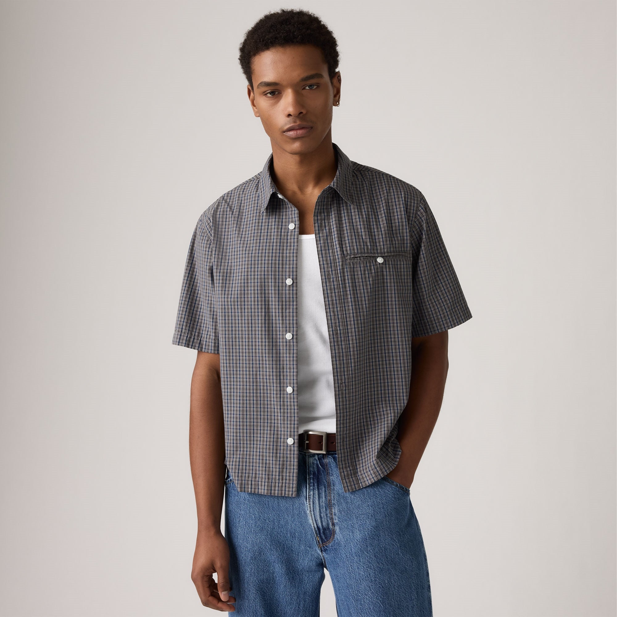 LEVI'S® MEN'S SHORT-SLEEVE ZANDT CROPPED SHIRT - MULTI COLOUR