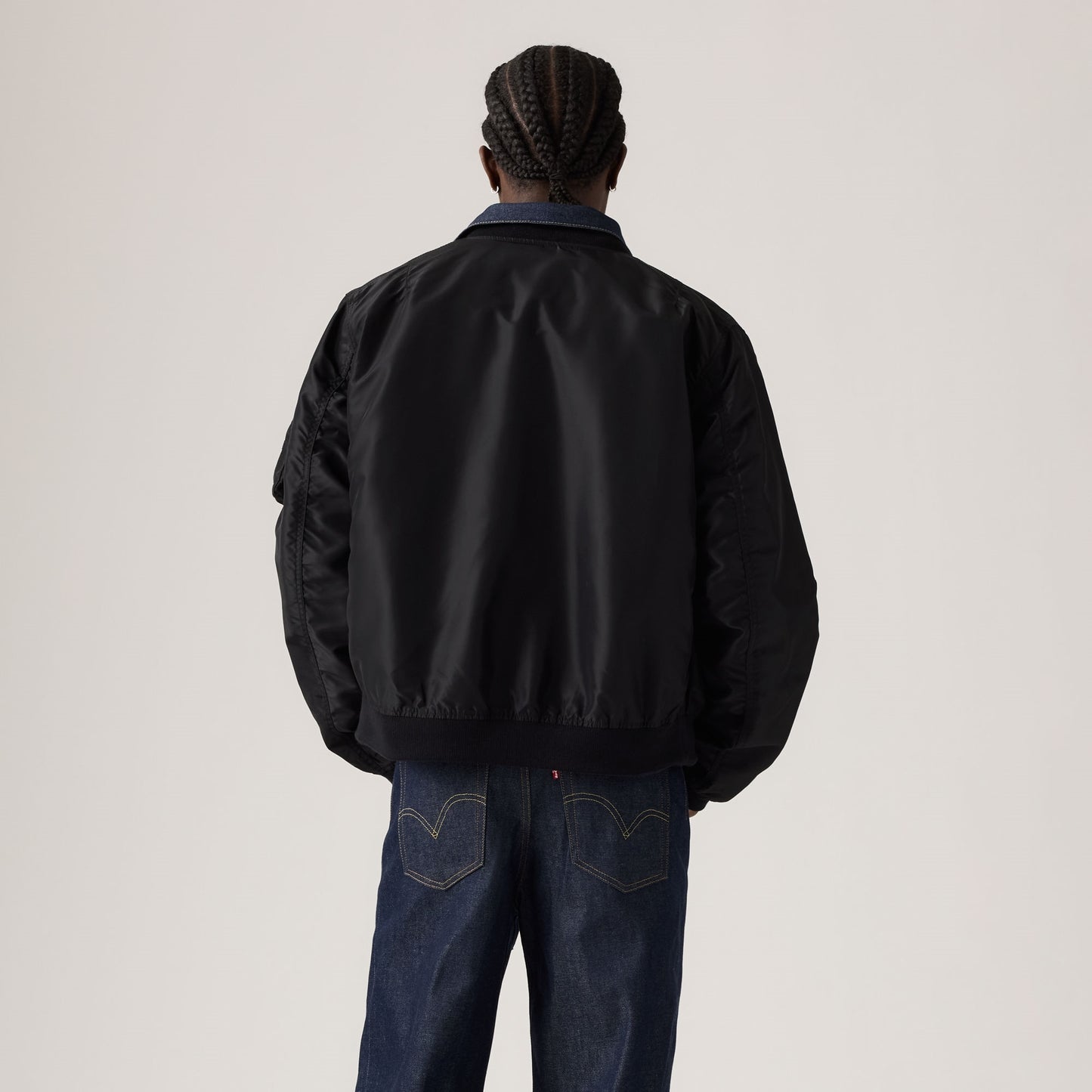 LEVI'S® X SACAI MEN'S DENIM X NYLON TWILL REVERSIBLE BLOUSON - MED INDIGO - WORN IN