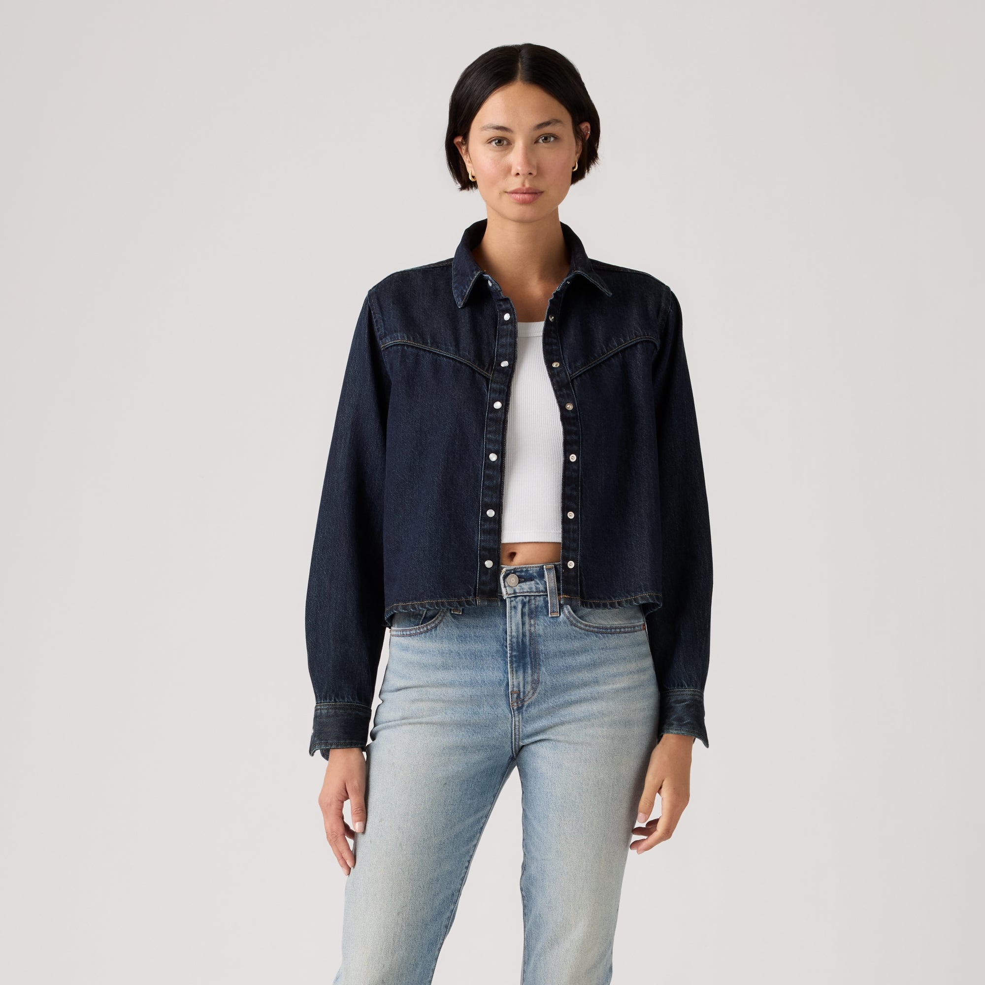 LEVI'S® WOMEN'S LOGAN LIGHTWEIGHT SHACKET - DARK INDIGO FLAT FINISH