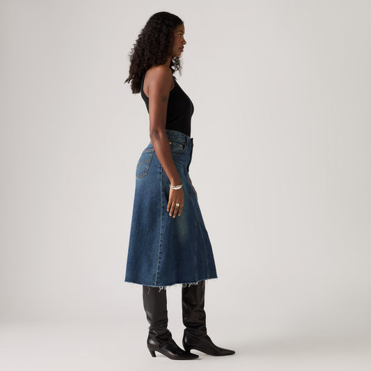 LEVI'S® WOMEN'S HIGH-RISE A-LINE DECON SKIRT - DARK INDIGO WORN IN