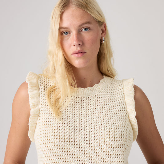 LEVI'S® WOMEN'S LULU FLUTTER SLEEVE SWEATER TANK - WHITE