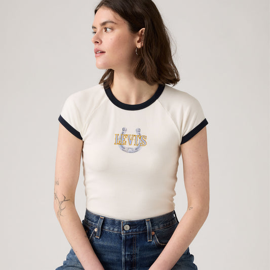 LEVI'S® WOMEN'S GRAPHIC RILEY RAGLAN TEE - WHITE