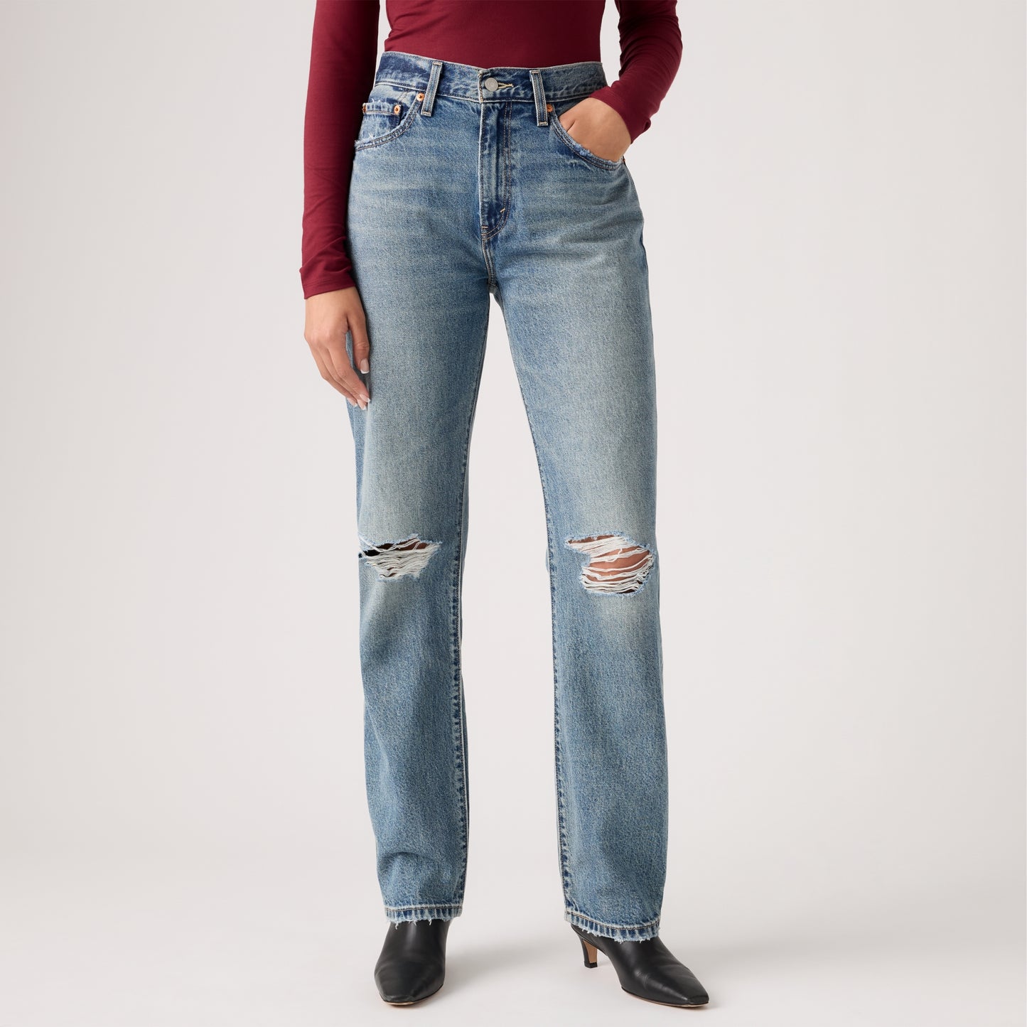 LEVI'S® WOMEN'S EASY DAD JEANS - MED INDIGO - WORN IN
