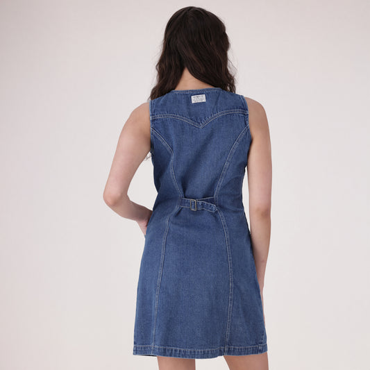 LEVI'S® WOMEN'S VIANNA VEST DRESS - MED INDIGO - WORN IN