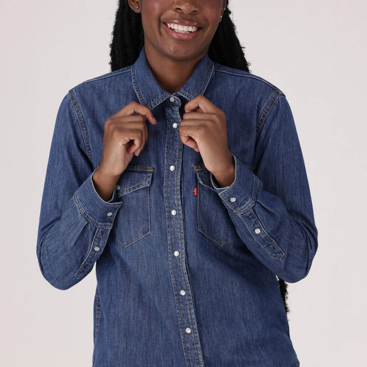 LEVI'S® WOMEN'S ICONIC WESTERN SHIRT - DARK INDIGO - FLAT FINISH